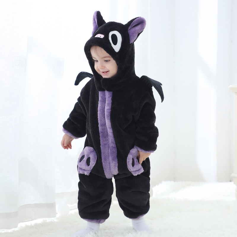 Cotton Baby Onesies Zipper - Черно-фиолетовый комбинезон-ромпер для новорожденных с капюшоном