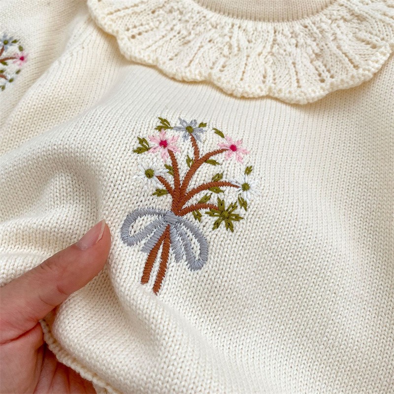 Осенний Новый Вязаный комбинез – обзор и цена Newborn Baby Girl Romper Floral